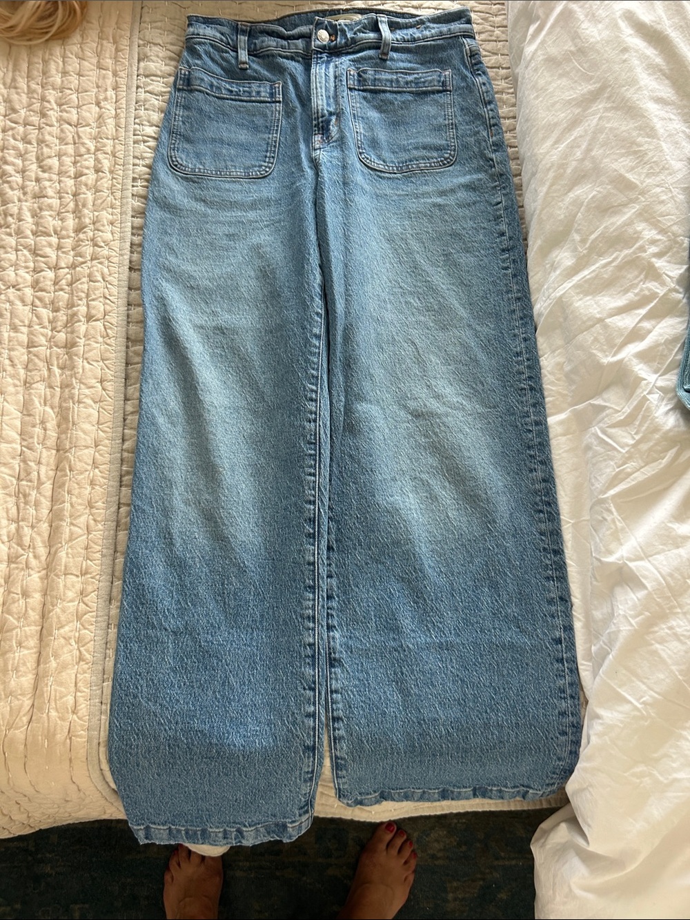 Madewell Light Blue Wide-Leg Jeans with Front Patch Pockets
